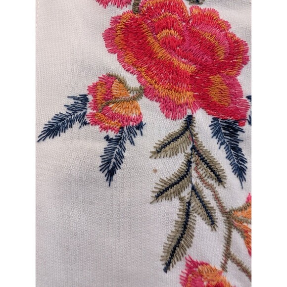 Adore Embroidered Full-zip Hoodie Large White Floral Flowers Boho Colorful - Picture 3 of 13